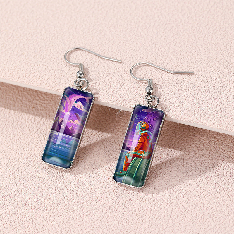 Wholesale Planet Universe Glass Earrings